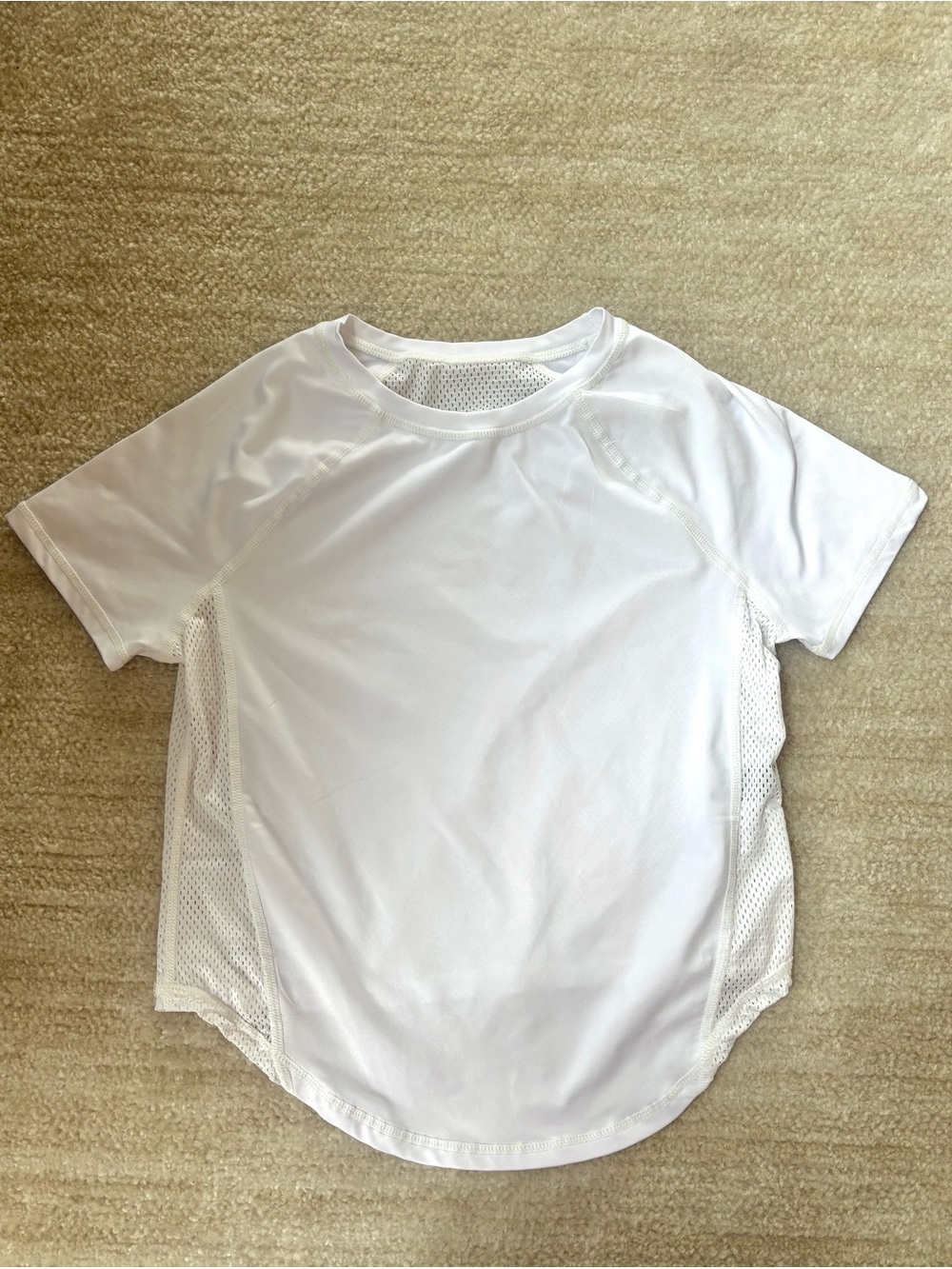 White Athletic Mesh Back Short Sleeve Tee